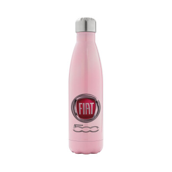 FIAT 500, Metal mug thermos Pink Iridiscent (Stainless steel), double wall, 500ml