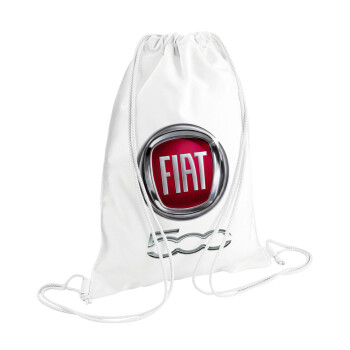 FIAT 500, Τσάντα πλάτης πουγκί GYMBAG λευκή (28x40cm)
