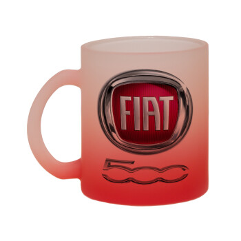FIAT 500, Κούπα γυάλινη δίχρωμη με βάση το κόκκινο ματ, 330ml