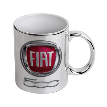 FIAT 500, Κούπα κεραμική, ασημένια καθρέπτης, 330ml
