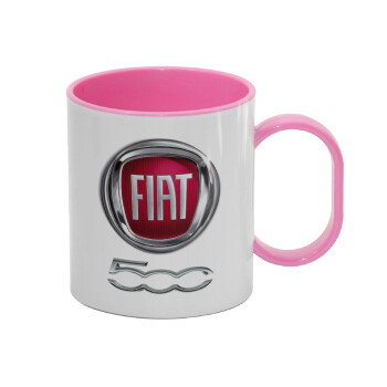 FIAT 500, Κούπα (πλαστική) (BPA-FREE) Polymer Ροζ για παιδιά, 330ml