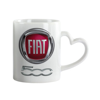 FIAT 500, Mug heart handle, ceramic, 330ml