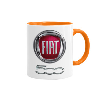 FIAT 500, Mug colored orange, ceramic, 330ml