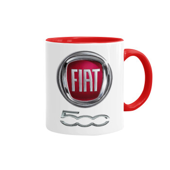 FIAT 500, Κούπα χρωματιστή κόκκινη, κεραμική, 330ml