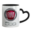 Mug heart black handle, ceramic, 330ml