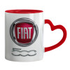 Mug heart red handle, ceramic, 330ml