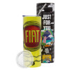 Neon Yellow Travel Tumbler θερμό, μεταλλικό καλαμάκι(Ανωξείδωτο 304 Food grade, BPA free, 600ml)