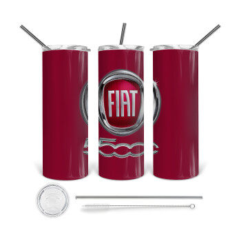 FIAT 500, 360 Eco friendly stainless steel tumbler 600ml, with metal straw & cleaning brush