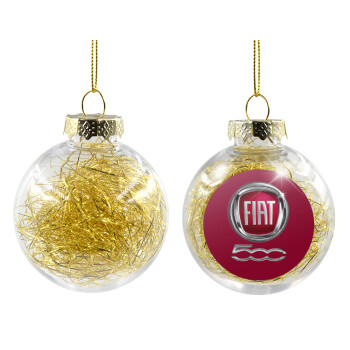 FIAT 500, Χριστουγεννιάτικη μπάλα δένδρου διάφανη με χρυσό γέμισμα 8cm