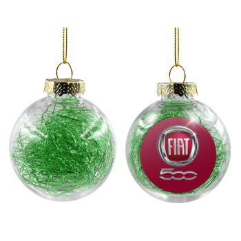 FIAT 500, Χριστουγεννιάτικη μπάλα δένδρου διάφανη με πράσινο γέμισμα 8cm