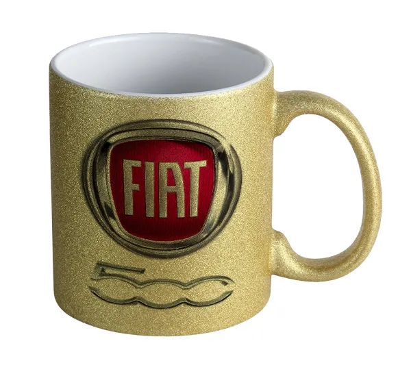FIAT 500 — Κούπα Χρυσή Glitter που γυαλίζει, κεραμική, 330ml