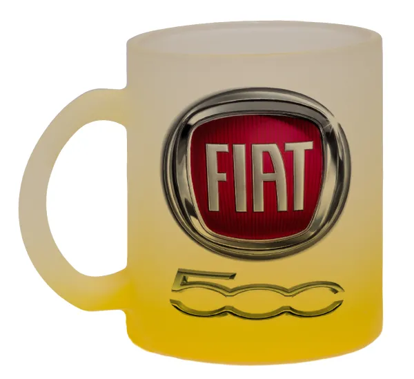 FIAT 500 — Κούπα γυάλινη δίχρωμη με βάση το κίτρινο ματ, 330ml