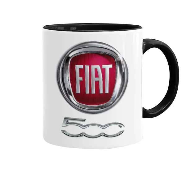 FIAT 500 — Κούπα χρωματιστή μαύρη, κεραμική, 330ml