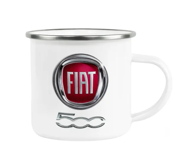 FIAT 500 — Metallic enamel cup white 360ml