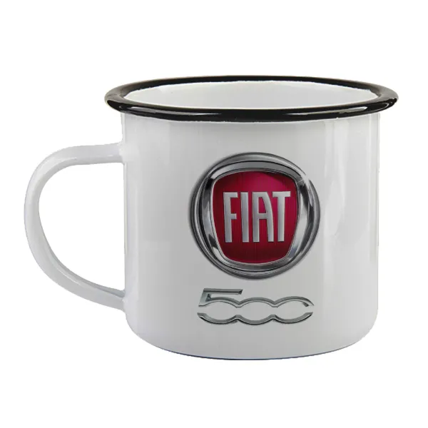 FIAT 500 — Enamel mug with black rim, 360ml