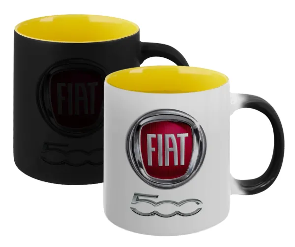 FIAT 500 — Κούπα Μαγική εσωτερικό κίτρινη, κεραμική 330ml που αλλάζει χρώμα με το ζεστό ρόφημα