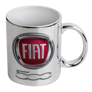 FIAT 500, Κούπα κεραμική, ασημένια καθρέπτης, 330ml