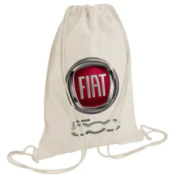 FIAT 500, Τσάντα πλάτης πουγκί GYMBAG natural (28x40cm)