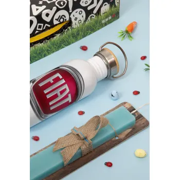 FIAT 500, Πασχαλινή Λαμπάδα με παγούρι μεταλλικό (620ml, stainless steel) & κερί αρωματικό πλακέ (30cm) (ΤΙΡΚΟΥΑΖ)