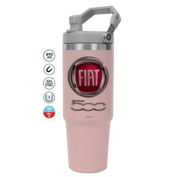 FIAT 500, Pink color, 890ml (30oz) stainless Steel Tumbler with Handle