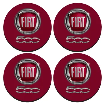 FIAT 500, ΣΕΤ 4 Σουβέρ ξύλινα στρογγυλά (9cm)