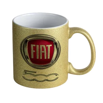 FIAT 500, Κούπα Χρυσή Glitter που γυαλίζει, κεραμική, 330ml