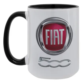 FIAT 500, Κούπα Mega 15oz, κεραμική Μαύρη, 450ml