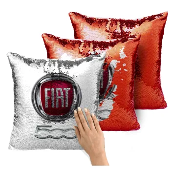 FIAT 500, Μαξιλάρι καναπέ Μαγικό Κόκκινο με πούλιες 40x40cm περιέχεται το γέμισμα
