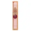 Easter Set, wooden keychain & scented flat Easter candle (30cm) (PINK)