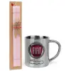Easter Set, metallic thermal cup (300ml) & aromatic flat Easter candle (30cm) (PINK)