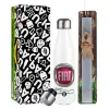Easter candle, metallic white thermos bottle (500ml) & aromatic flat candle (30cm) (GRAY)