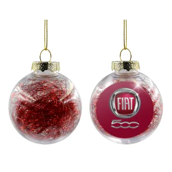 FIAT 500, Transparent Christmas tree ball ornament with red filling 8cm