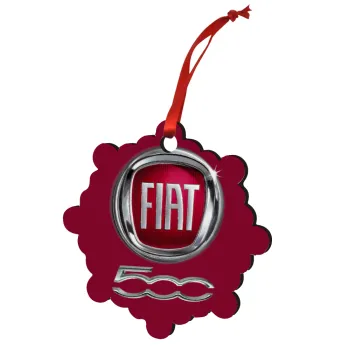 FIAT 500, Christmas ornament snowflake wooden 7.5cm