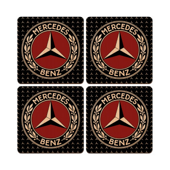 Mercedes vintage, ΣΕΤ x4 Σουβέρ ξύλινα τετράγωνα plywood (9cm)