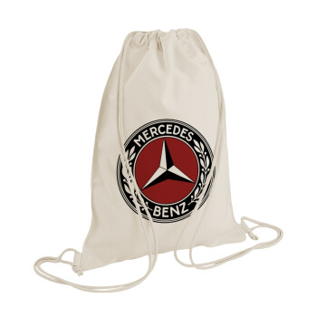 Mercedes vintage, Τσάντα πλάτης πουγκί GYMBAG natural (28x40cm)