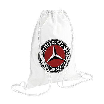 Mercedes vintage, Τσάντα πλάτης πουγκί GYMBAG λευκή (28x40cm)