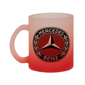 Mercedes vintage, Κούπα γυάλινη δίχρωμη με βάση το κόκκινο ματ, 330ml