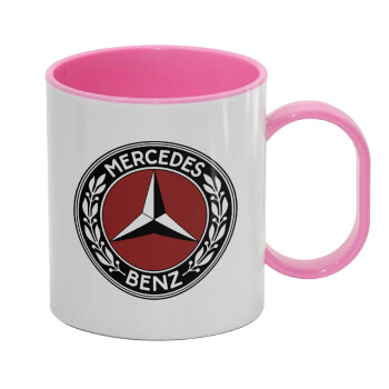 Mercedes vintage, Κούπα (πλαστική) (BPA-FREE) Polymer Ροζ για παιδιά, 330ml