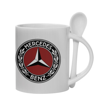 Mercedes vintage, Ceramic coffee mug with Spoon, 330ml (1pcs)
