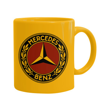 Mercedes vintage, Κούπα, κεραμική κίτρινη, 330ml (1 τεμάχιο)