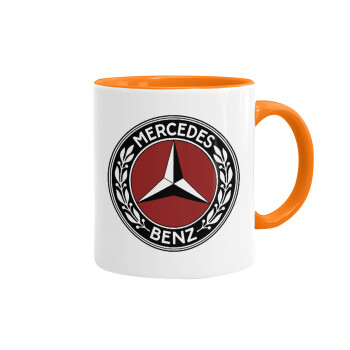 Mercedes vintage, Κούπα χρωματιστή πορτοκαλί, κεραμική, 330ml