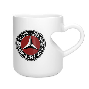 Mercedes vintage, Κούπα καρδιά λευκή, κεραμική, 330ml