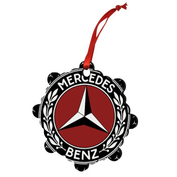 Mercedes vintage, Χριστουγεννιάτικο στολίδι snowflake ξύλινο 7.5cm