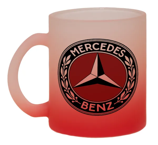 Mercedes vintage — Κούπα γυάλινη δίχρωμη με βάση το κόκκινο ματ, 330ml