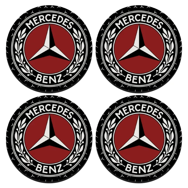 Mercedes vintage — ΣΕΤ 4 Σουβέρ ξύλινα στρογγυλά (9cm)