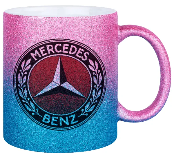 Mercedes vintage — Κούπα Χρυσή/Μπλε Glitter, κεραμική, 330ml