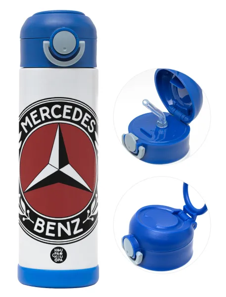 Mercedes vintage — Παιδικό παγούρι θερμό, ανοξείδωτο, με καλαμάκι ασφαλείας, ΜΠΛΕ (500ml)