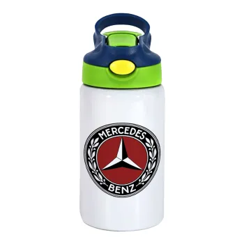 Mercedes vintage, Παιδικό παγούρι θερμό, ανοξείδωτο, με καλαμάκι ασφαλείας, πράσινο/μπλε (350ml)