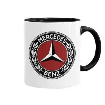 Mercedes vintage, Κούπα χρωματιστή μαύρη, κεραμική, 330ml