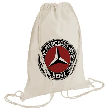 Mercedes vintage, Τσάντα πλάτης πουγκί GYMBAG natural (28x40cm)